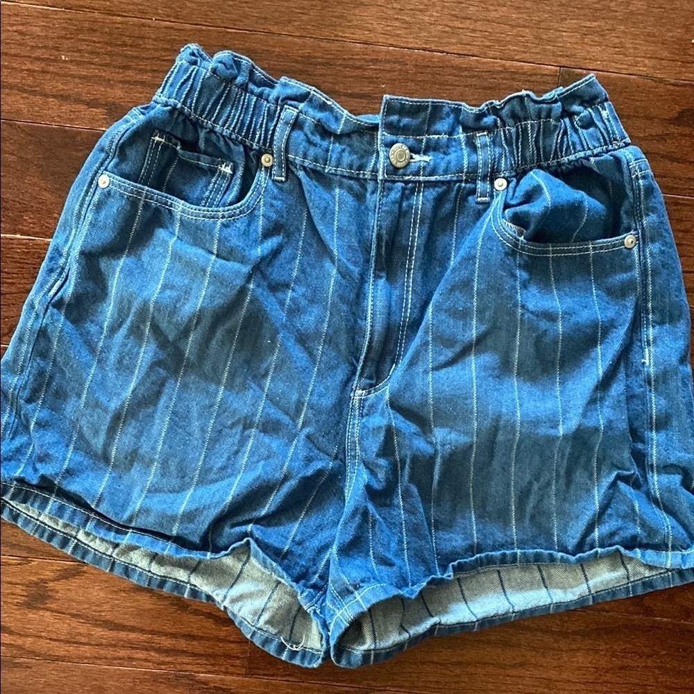LOFT Blue Jean Shorts with Elastic Waistband